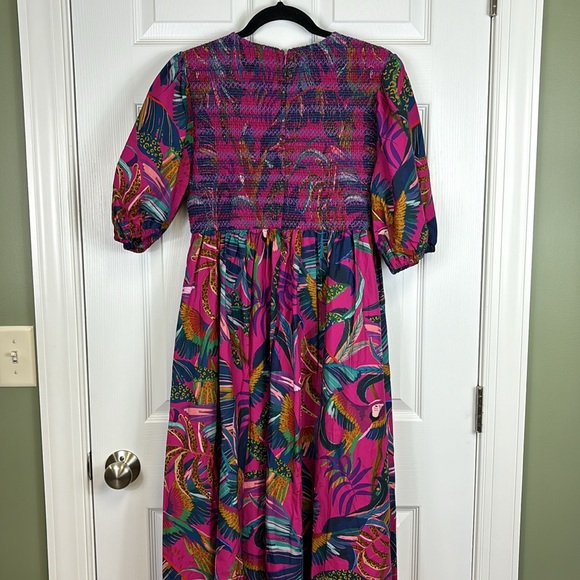 NWT Farm Rio rainbow macaws midi dress sz sm - Picture 10 of 11